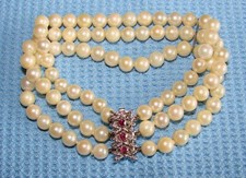 Armband Armkette aus 585 Gold Weißgold Perlen Rubine, 14 Karat, echt, SEHR GUT