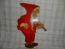Hellerkunst R/32 alter Musikzwerg Geigerlein Holz Wandbild Märchen