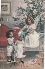 AK  Weihnachten 1907 -  Kinder m. Ball + Engel mit Puppe -Verlag: Serie 584