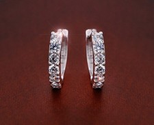 Ohrringe Creolen mit Zirkonia 12 mm Klapp-Creolen 925 Sterlingsilber