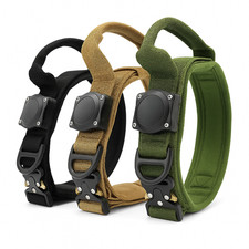 Taktisches Hundehalsband AirTag Nylon mit Griff & Metallverschluss M / L / XL