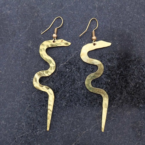Ohrringe messing schlange gold - messing,