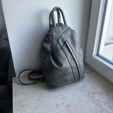Damen Leder Rucksack Grau PU