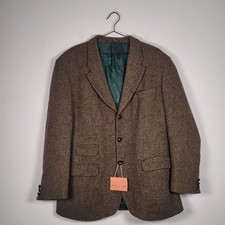 Crocket Sakko Harris Tweed UK 48 EU 54 R braun 100% Wolle gefüttert Made in England