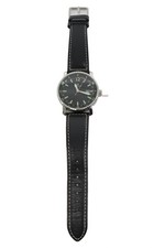 HIRSCH Armbanduhr Herren Klassisch Schwarz Edelstahl Leder 41mm Uhr