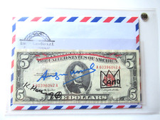 A. WARHOL/K. HARING/J.M. BASQUIAT: 5Dollar 3x ORIGINAL SIGNIERT, AMTL. ST. 1977