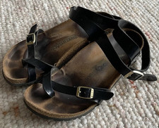 Birkenstock Yara Sandalen Schwarz Lack Gold 39 schmal Birko-Flor 