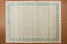 Indisch Beige Wolle Teppiche 2.7x3.7m Floral Böhmisch Teppich Hand Verknotet