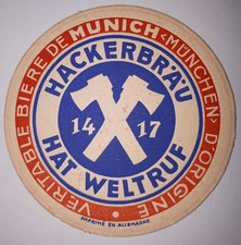 ALTER SOUS BOCK - BIERDECKEL - HACKERBRAU HAT WELTRUF ECHTES MÜNCHENBIER