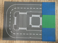 12 LEGO® Straßen Platten Bauplatten Kurve Kreuzung Gerade Grau Blau Grün (44343)