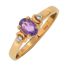 Ring Damenring mit Amethyst aus Gold und Zirkonia Rotgold 585 / 14 Karat