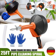 7,6 M Elektrisch Rohrreinigungsgerät Rohrreiniger Spirale Abflussreiniger Rohr