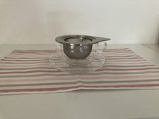 Große Teetasse Mit Untertasse, Sieb Mit Ablage Jenaer Glas Entwurf Wagenfeld