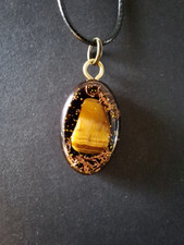 Orgonit Anhänger klein Orgon "Mut" Tigerauge Kupferspäne 