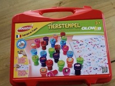 Stempelset Basteln, Koffer mit mehr als 60 Tier Stempeln für Kinder 