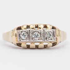 Gr. 57 - Art déco Dreistein Brillant 0,15 ct. Diamant Damenring Gelbgold 585/14K
