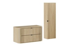 Badmöbel-Set 100cm | 2-tlg. zum Unterbau | cream oak | OLIVE GARDEN