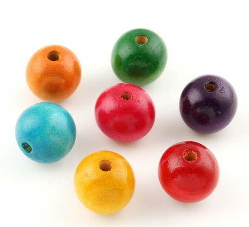 Holzperlen bunt rund - bunt,