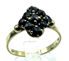 Antik 333 Gold 8 K Ring dunkler roter Granat Ø 18,4 mm RG 58 solide Handarbeit