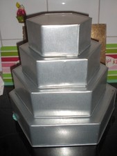 EUROTINS 4 er Set Backformen Kuchen Torten sechseckig groß Hochzeit Geburtstag