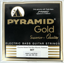 PYRAMID Gold Chrome Nickel Flat Wire Wound #640/1  E-Bass 4 Saiten Set .040-.100