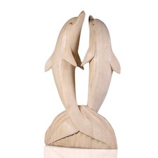 Deko Holz Miniatur Delfin Paar