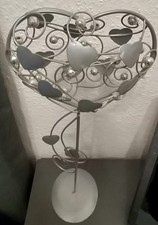 Metallherz, Deko, Herz, Ständer, silber, 43 cm