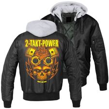 Herren MA1 Bomberjacke mit Kapuze Innenfutter 2 Takt Power Ost Motorrad Panzer