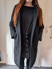 Schwarzer Langer Mantel Brokat