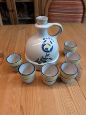 Schnapskrug u. 6 Schnapsbecher VEB Keramische Werke Haldensleben