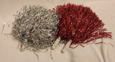 Cheerleader - Pompoms - rot - silber - 2 Paar