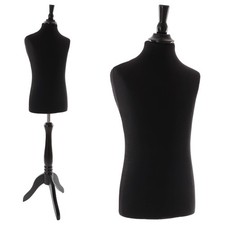 Schneiderpuppe Schaufensterpuppe Büste Baby/Kind, Überzug schwarz, Holzdreibein