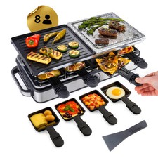 GOURMETmaxx Raclette Grill Tischgrill 8 Personen Heißer Stein Grillplatte 1400W