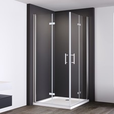 IMPTS 90x90 Duschkabine Eckeinstieg Falttür/Schwingtür Eckdusche Duschabtrennung