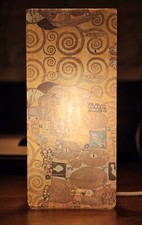 Klimt Baum des Lebens mattiertes Glas Tischlampe Decoupage handgefertigtes Geschenk Wohnkultur
