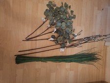 Deko Kunst Silberblatt, Kätzchen Schilf künstlich für Bodenvase IKEA