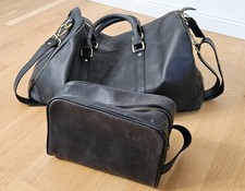 Holzrichter Berlin, Tasche (Weekender) + Kulturtasche, Leder, Schwarz-anthrazit