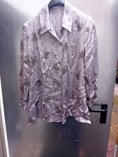 Damen Business Bluse Satin Hemd Langarm Party Hemdbluse Businessbluse Top Gr.XL