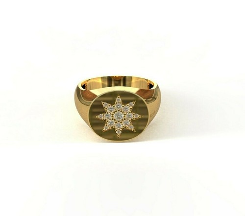 18k gold diamant siegelring - 18k,