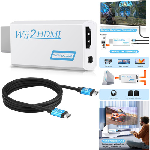 Wii hdmi adapter 720p 1080p - adapter,