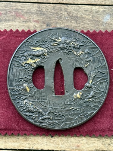 Tsuba edo periode - iron, dragon