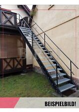 Stahltreppe Aussentreppe Geländer beidseitig 8 Stufen 120cm verzinkt GH120-160