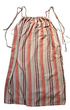 ZARA Damen Sommer Kleid Gr.M Leinen Baumwolle Viskose beige orange gestreift GUT