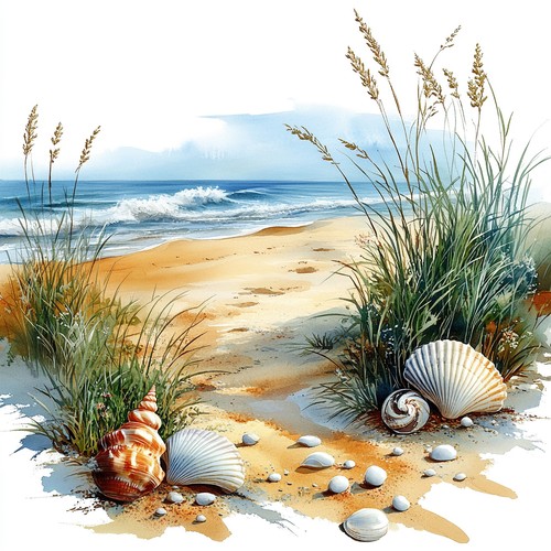 Wandbild strand muscheln meer - muscheln,