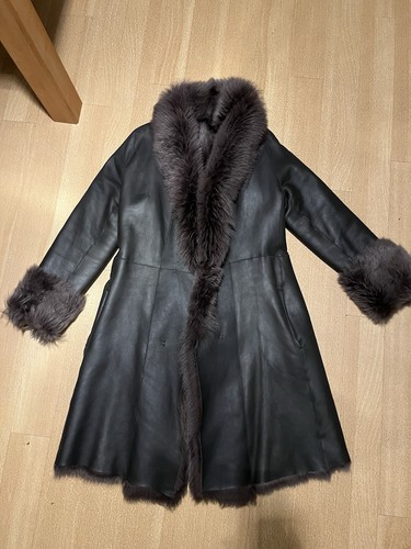 Furry lammfellmantel - gr.38, –