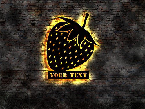 Erdbeere strawberry led schild - erdbeere,