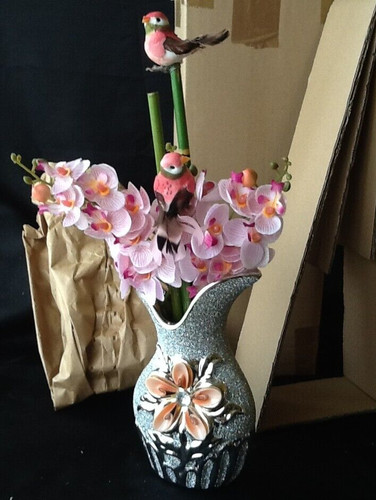 Vase silber mit seidenblumen - mit,