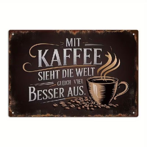 Blechschild mit kaffee sieht - mit,
