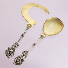 Historismus Vorlegebesteck für weiches Eis  Eissichel Handhaben 800er Silber