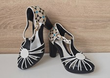 Abigail Leder Pumps Rockabilly Stiefeletten Trichterabsatz Handmade Gr. 4,5 = 37